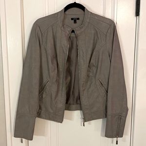 Taupe Vegan leather jacket.